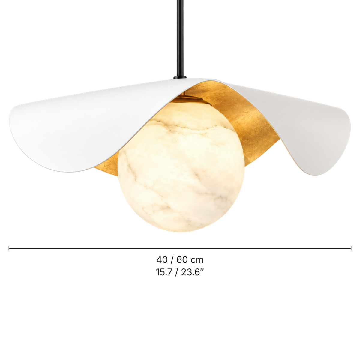 Calla Alabaster Leaf Pendant Light, dimensions