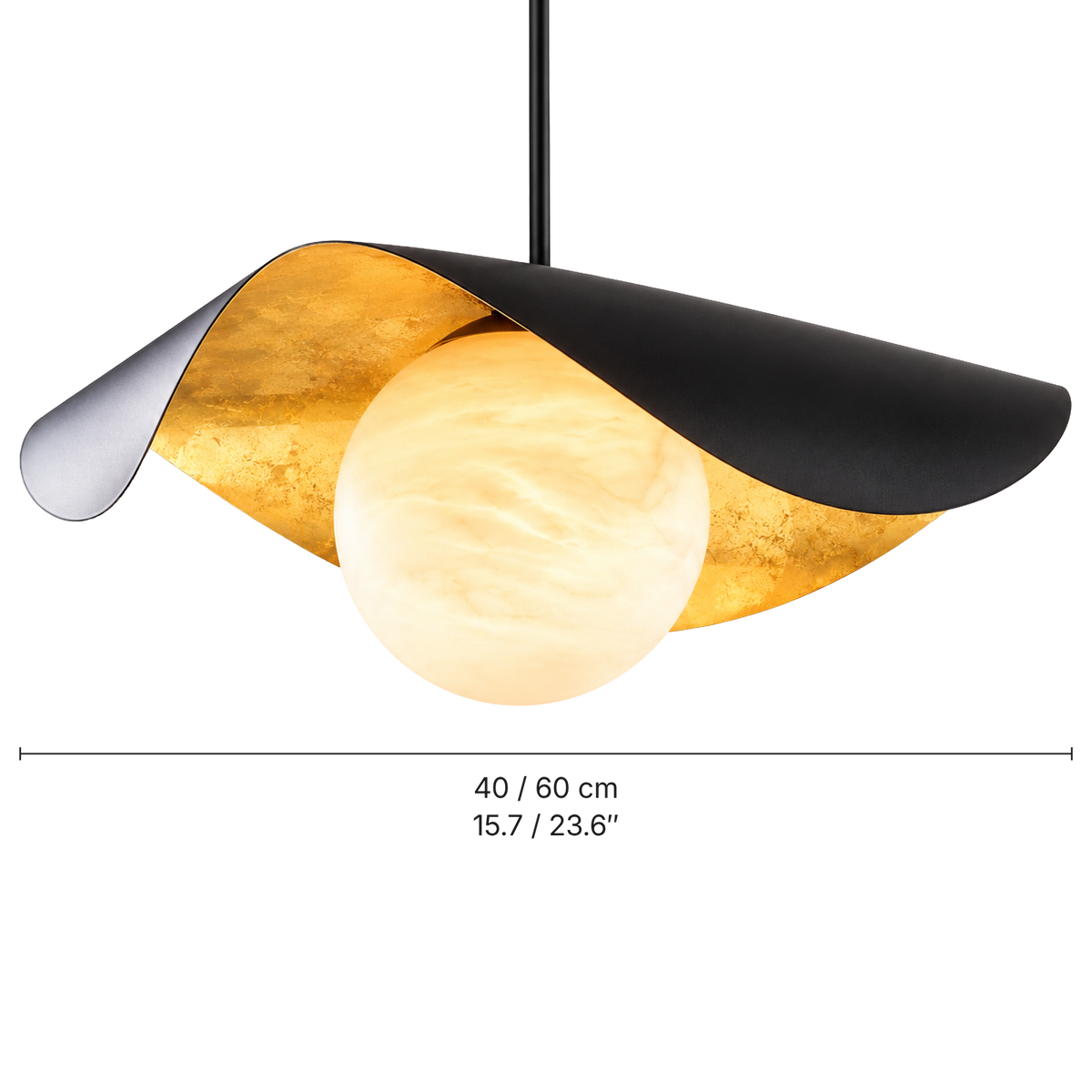 Calla Alabaster Leaf Pendant Light, dimensions