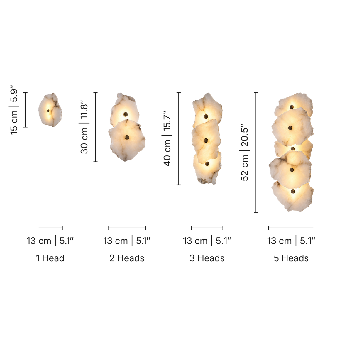 Rocca Alabaster Slab Wall Light, dimensions