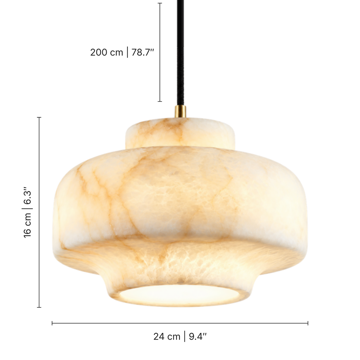 Vanna Alabaster Stepped Pendant Light, dimensions