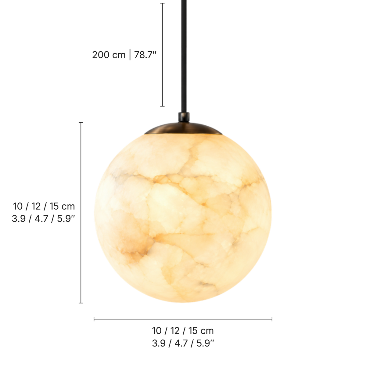 Rosalba Alabaster Orb Pendant Light, dimensions