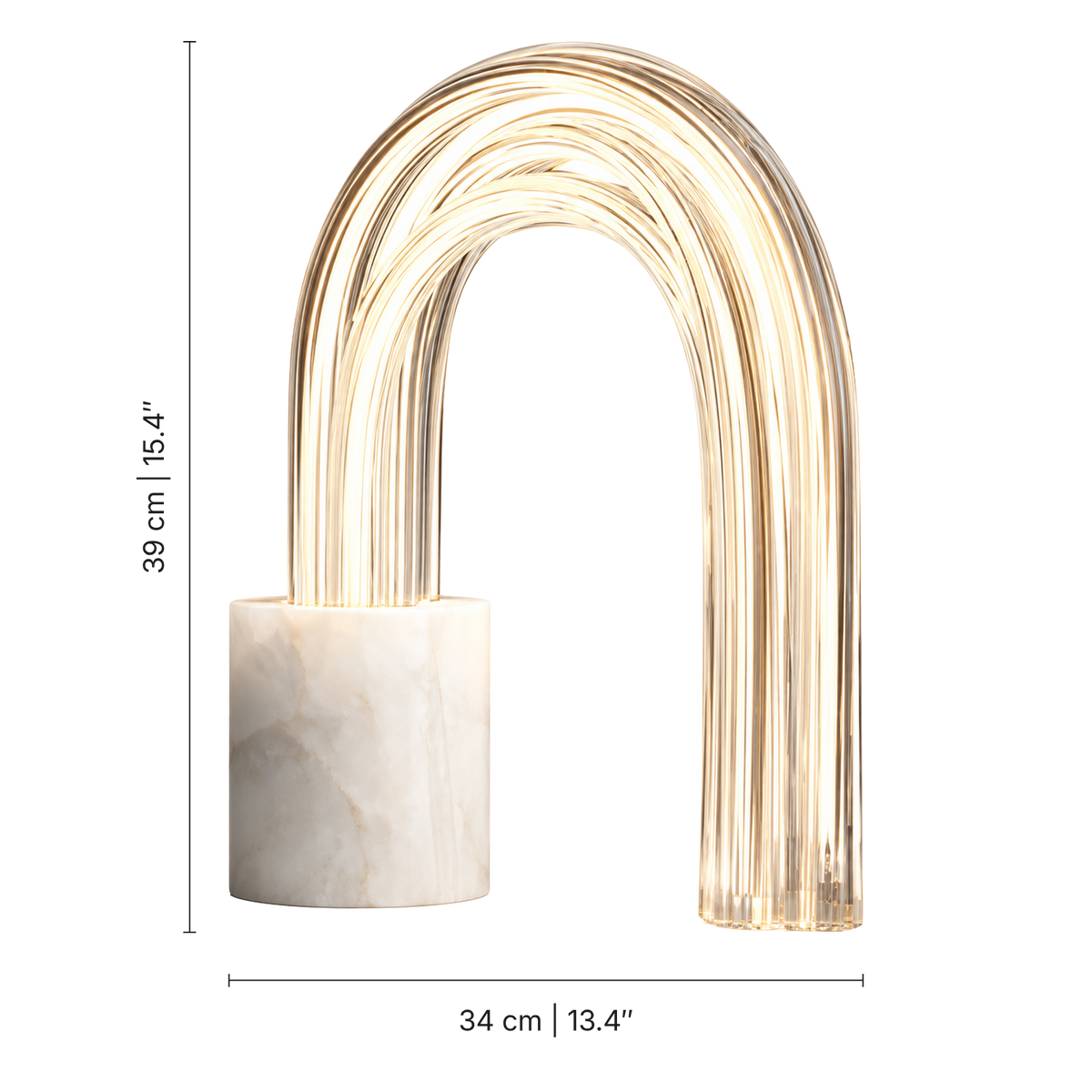 Lucero Marble Raindrop Table Lamp, White, dimensions