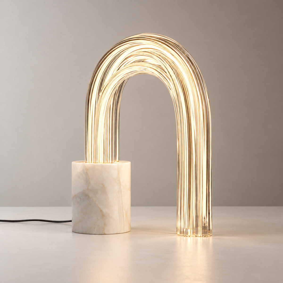 Lucero Marble Raindrop Table Lamp, white marble, studio photo