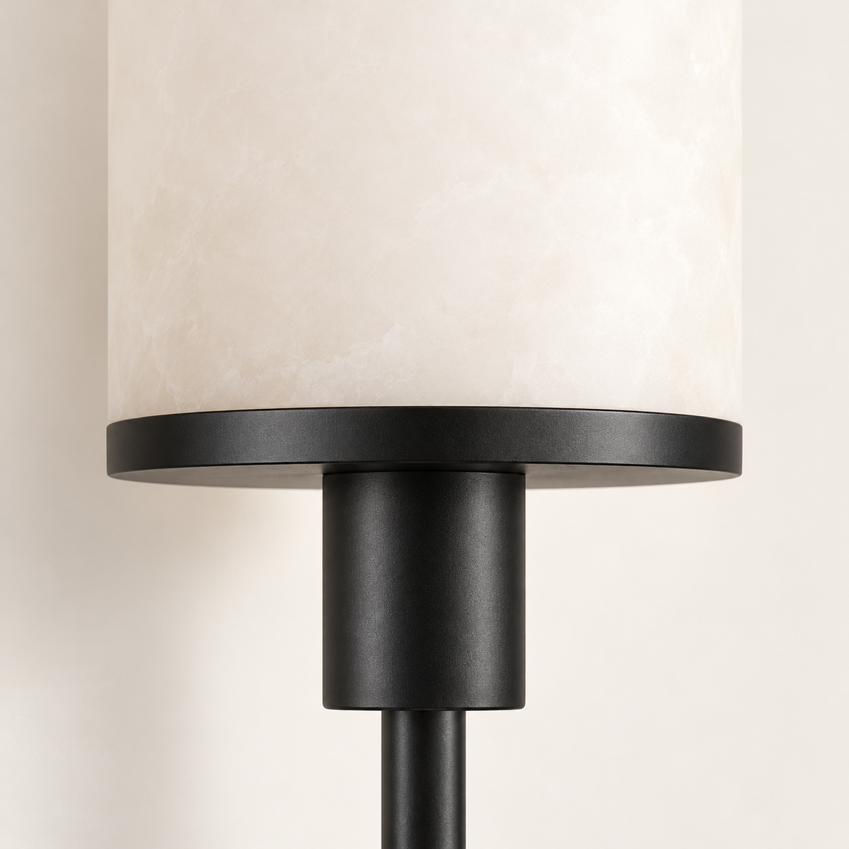Novella Alabaster Torch Wall Light, black finish, studio photo